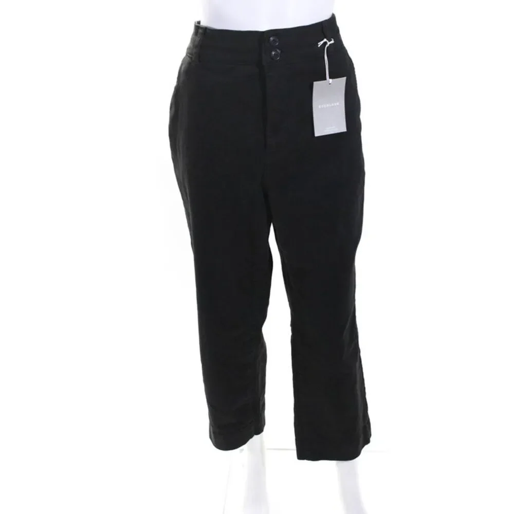 Everlane Womens Buttoned Zipped Tapered Straight Leg Pants Black Size 14